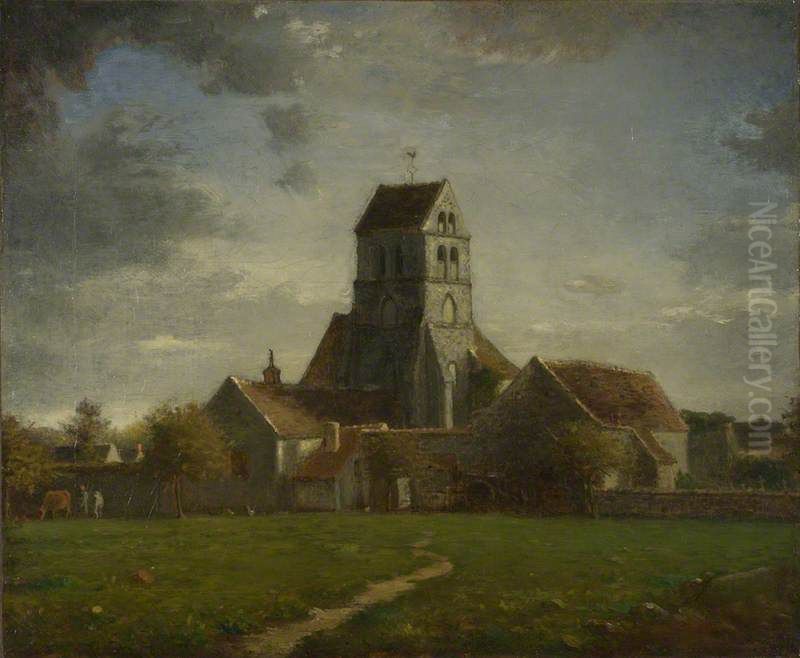 Landscape with Buildings Oil Painting by Jean-Francois Millet