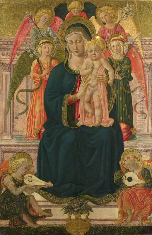 The Virgin and Child Enthroned with Angels Oil Painting by Benozzo Gozzoli