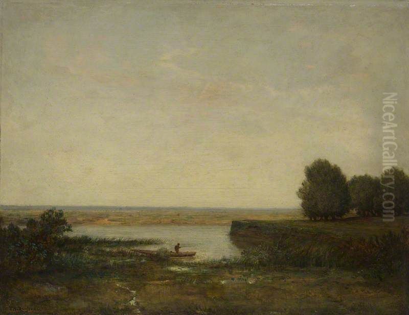 River Scene Oil Painting by Theodore Rousseau