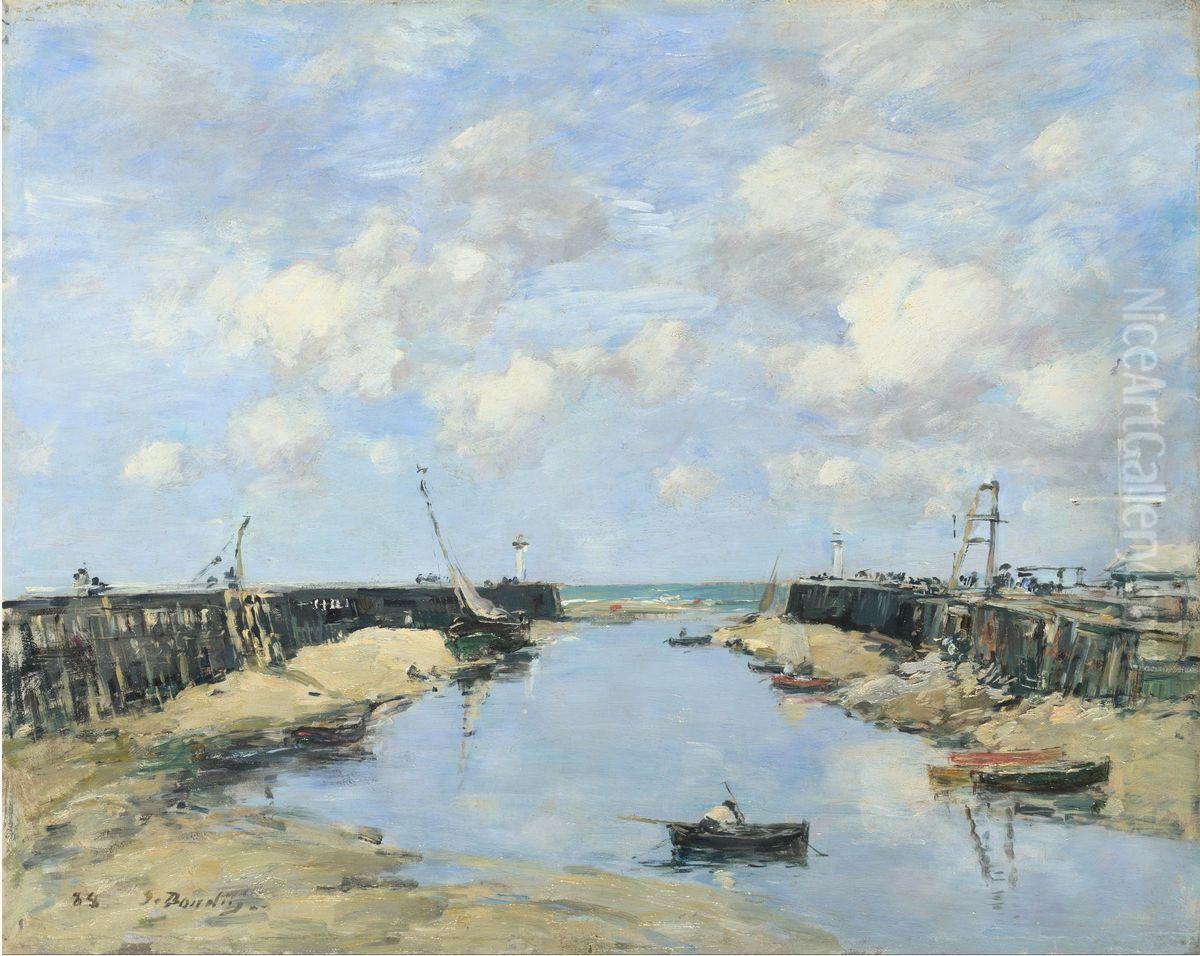 The Entrance to Trouville Harbour Oil Painting by Eugene Louis Boudin