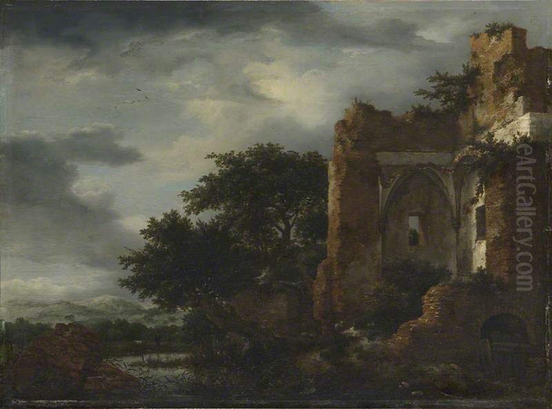 Ruins in a Dune Landscape Oil Painting by Jacob Van Ruisdael