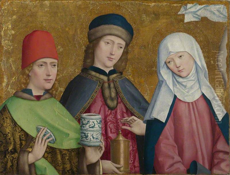 Saints Cosmas and Damian and the Virgin Oil Painting by Master of Liesborn