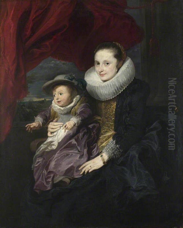 Portrait of a Woman and Child Oil Painting by Sir Anthony Van Dyck