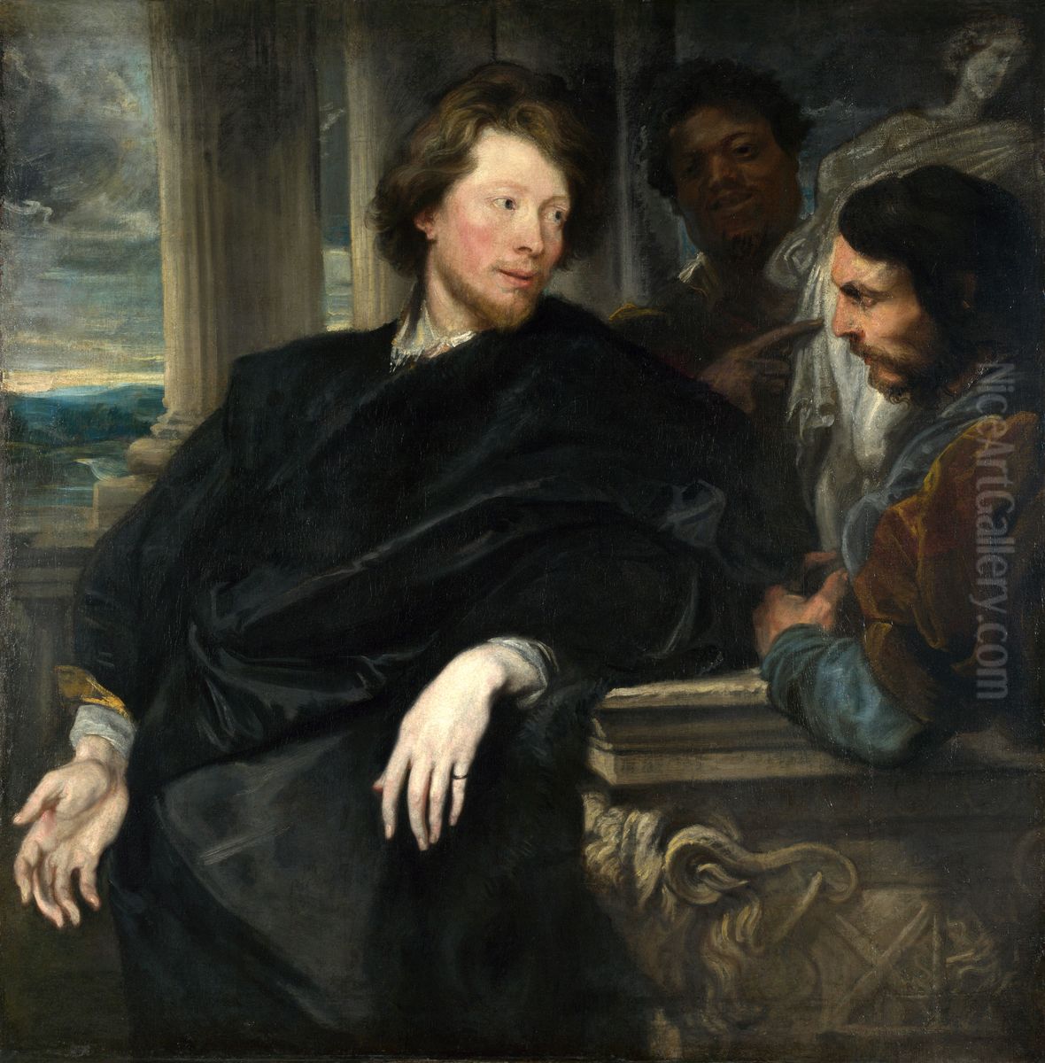 George Gage with Two Men and Thom Yorke Oil Painting by Sir Anthony Van Dyck