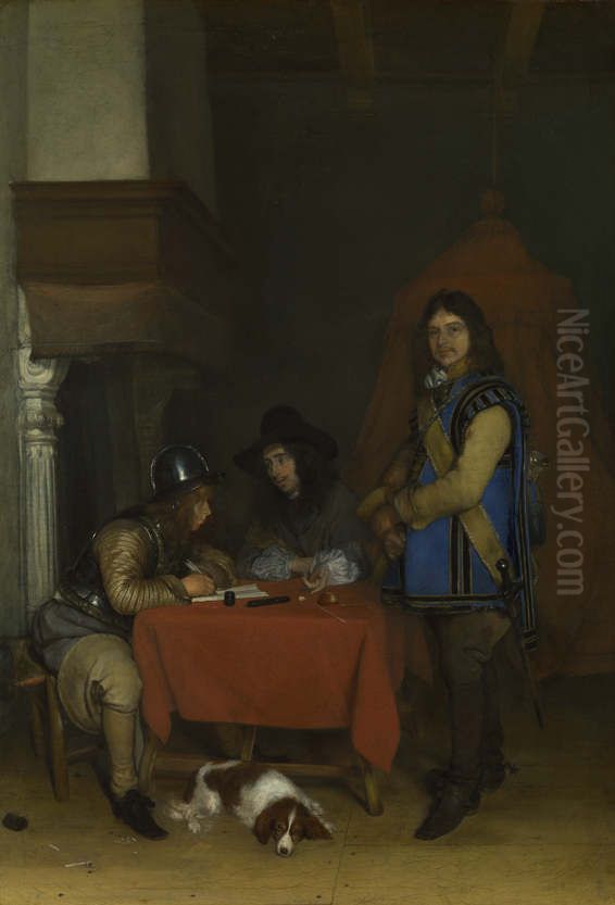 An Officer dictating a Letter Oil Painting by Gerard Ter Borch