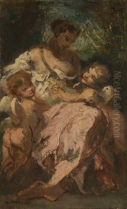 Venus and Two Cupids Oil Painting by Narcisse Virgilio Diaz