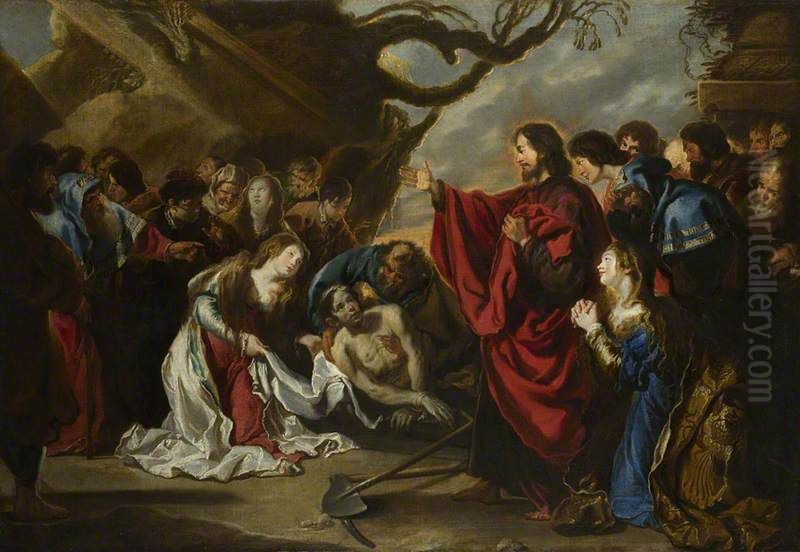 The Raising of Lazarus Oil Painting by Simon de Vos