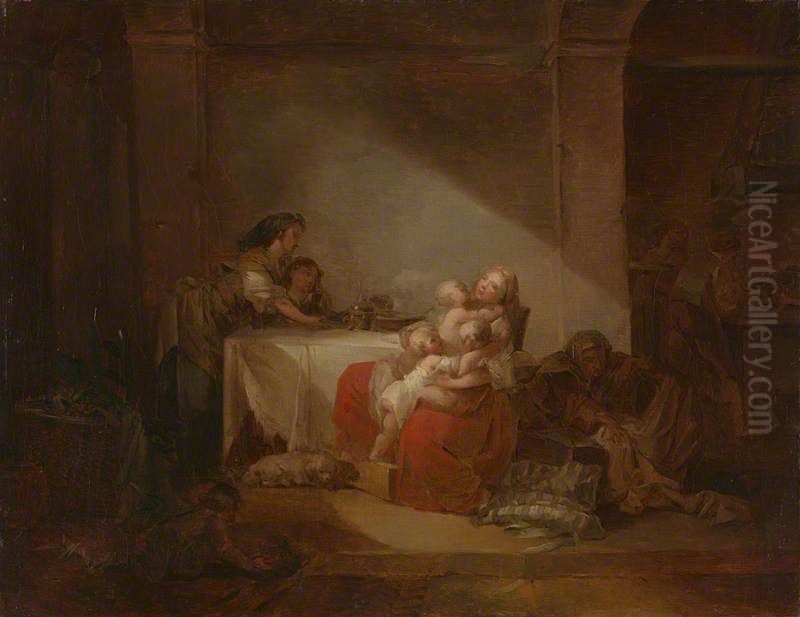 Interior Scene Oil Painting by Jean-Honore Fragonard