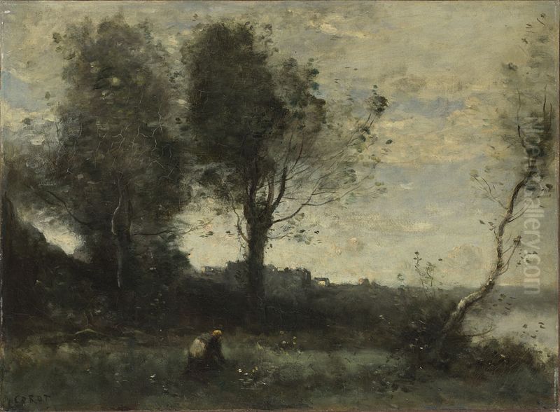 The Wood Gatherer Oil Painting by Jean-Baptiste Camille Corot