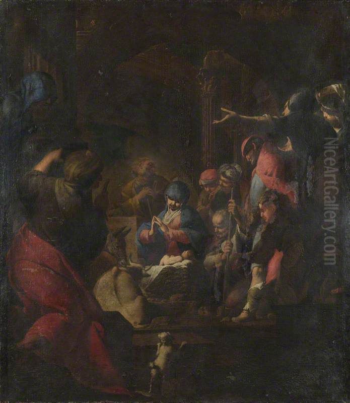 The Adoration of the Shepherds Oil Painting by Giovanni Battista Spinelli