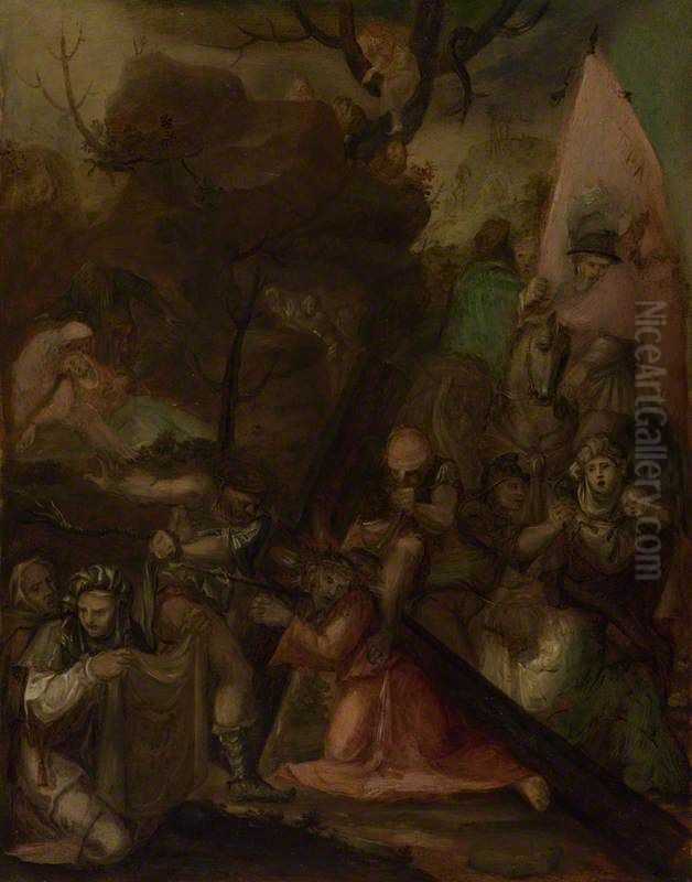 The Way to Calvary Oil Painting by Polidoro Da Caravaggio (Caldara)