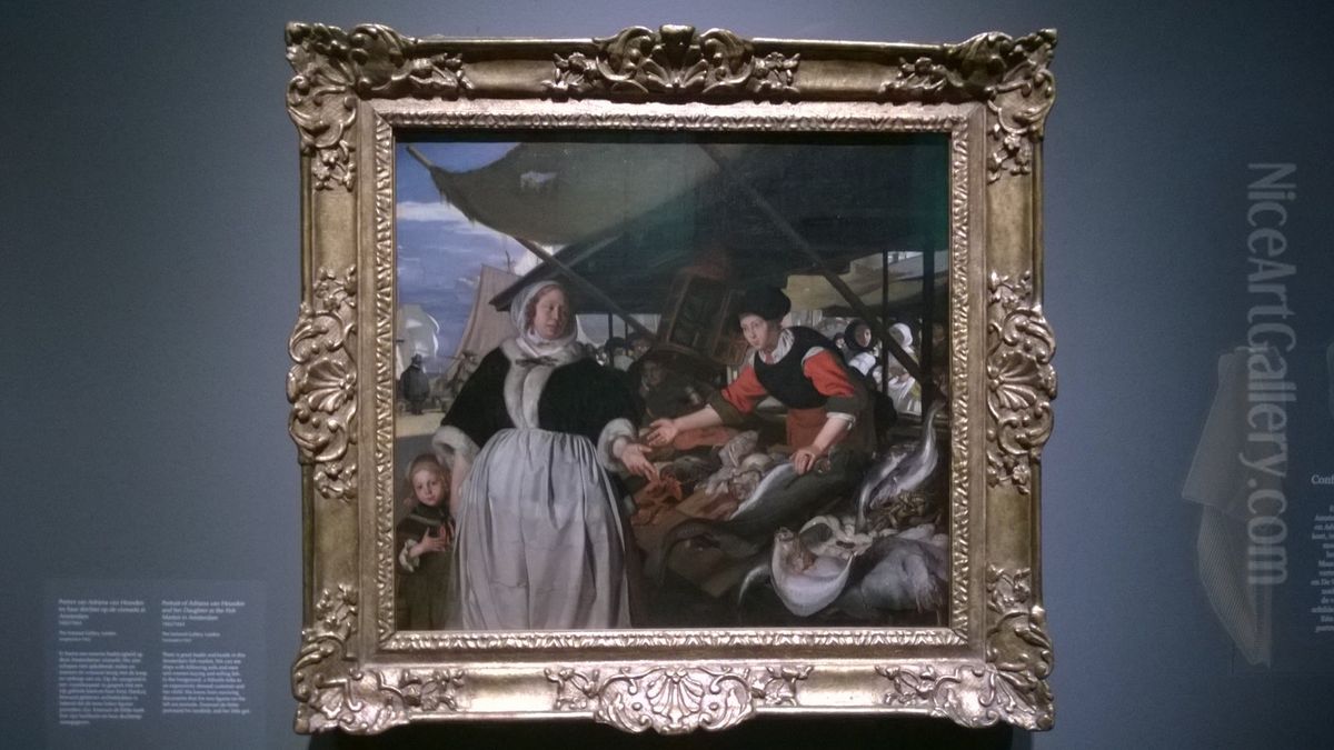 Fish Market with Portrait Oil Painting by Emanuel de Witte