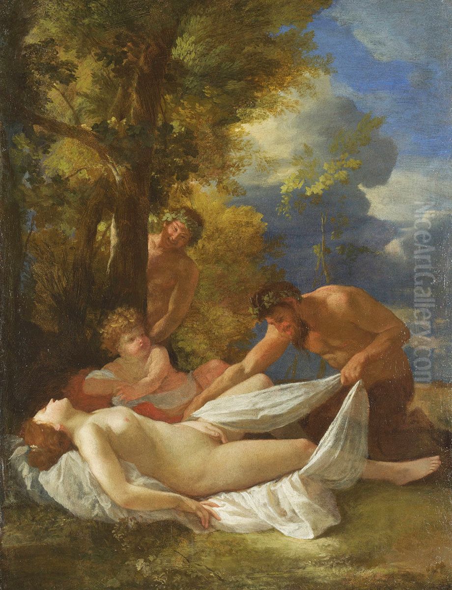 Nymph with Satyrs Oil Painting by Nicolas Poussin