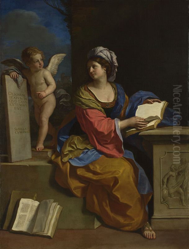 The Cumaean Sibyl with a Putto Oil Painting by Giovanni Francesco Barbieri