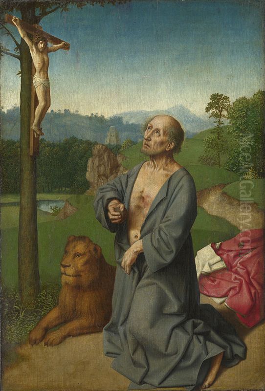 Saint Jerome in a Landscape Oil Painting by Gerard David