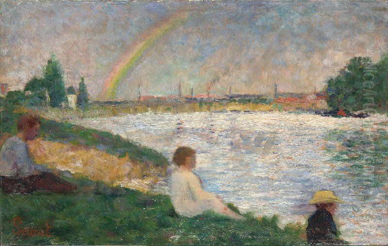 The Rainbow: Study for 'Bathers at Asnieres' Oil Painting by Georges Seurat