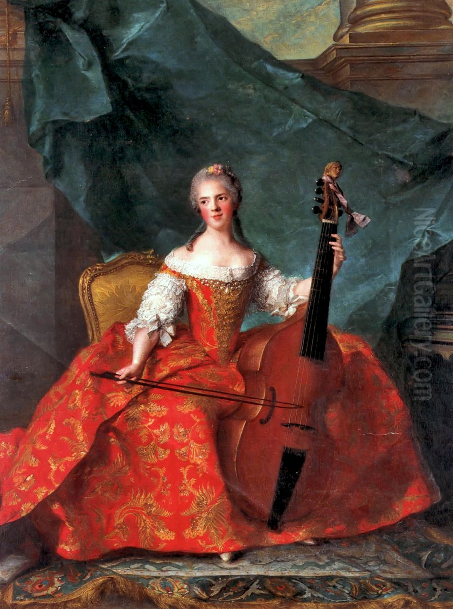 Madame Henrietteplaying theViola da Gamba Oil Painting by Jean-Marc Nattier