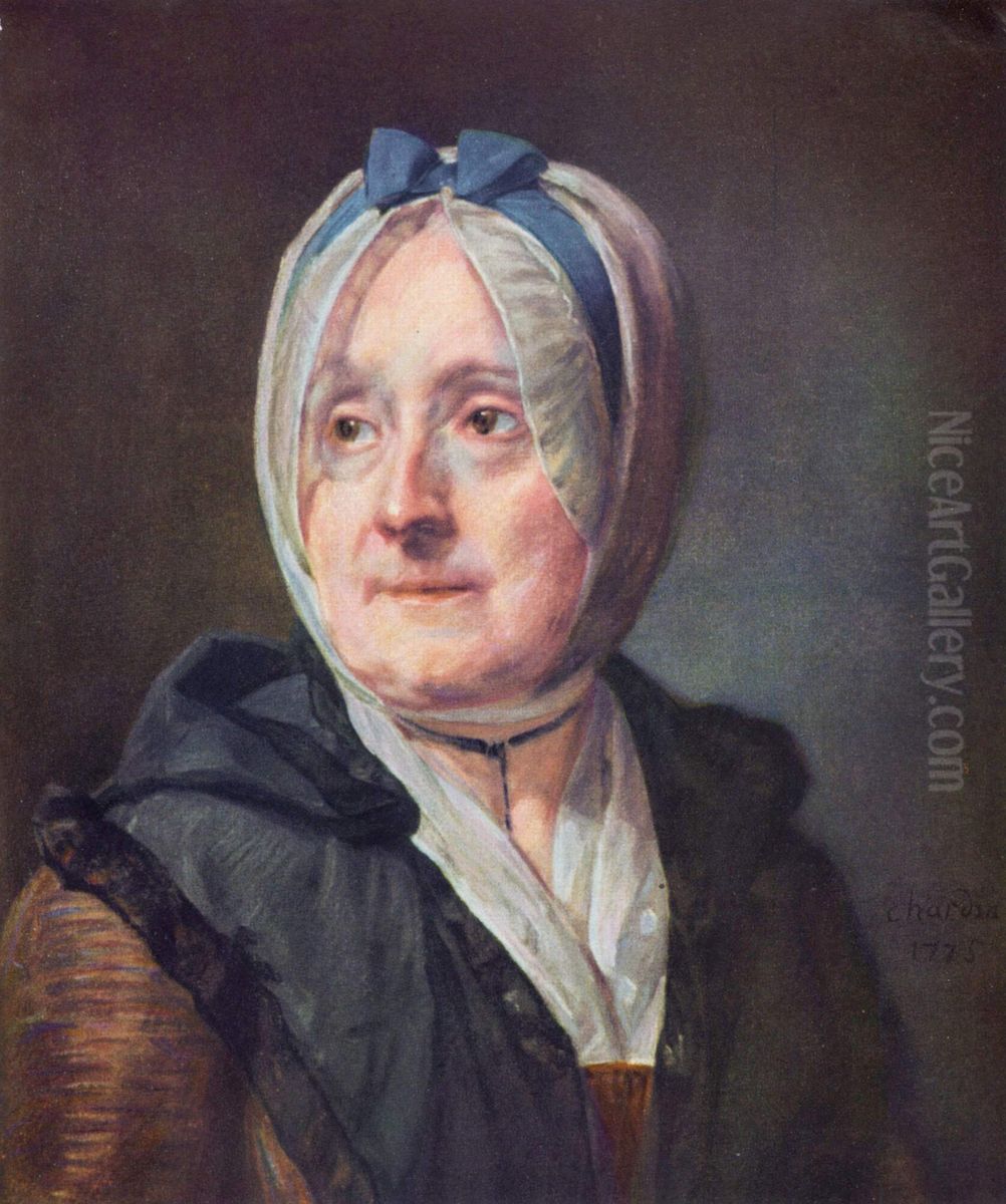 Portrat der Frau Chardin Oil Painting by Jean-Baptiste-Simeon Chardin