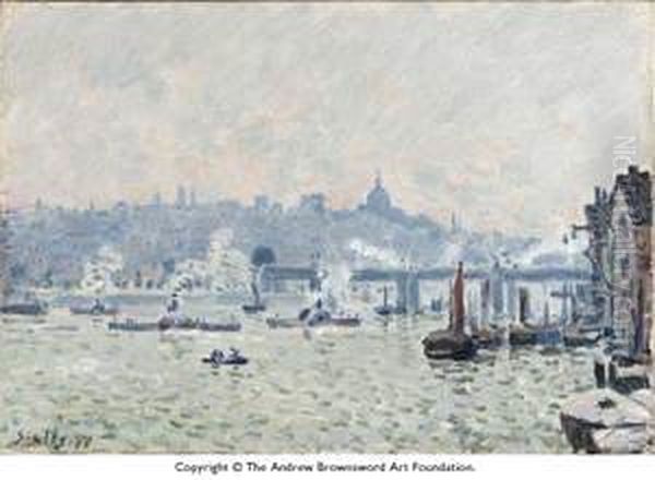 Charing Cross Bridge Oil Painting by Alfred Sisley