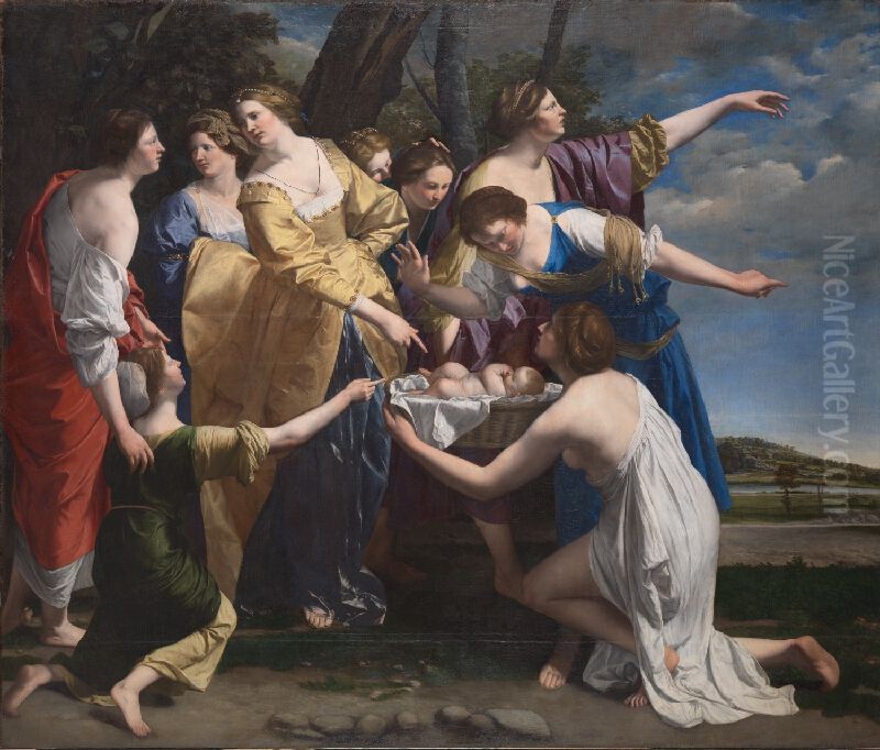 Mose salvato dalle acque Oil Painting by Orazio Gentileschi