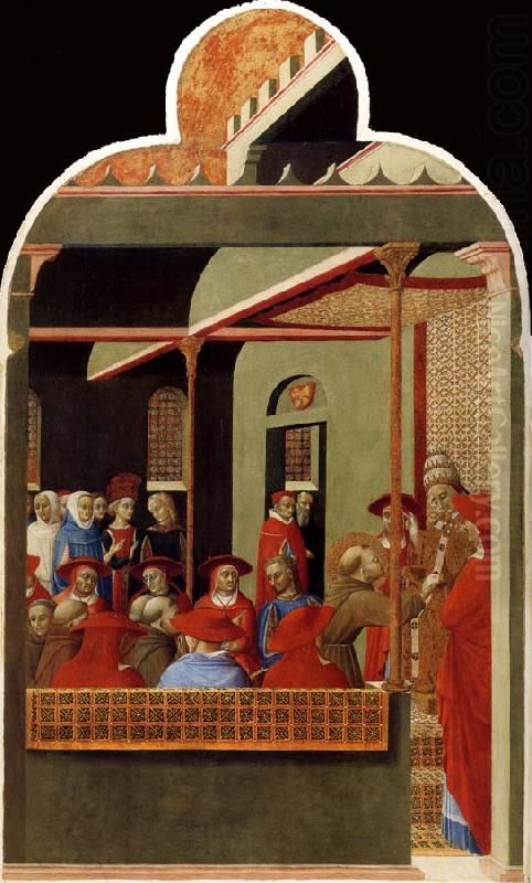 Pope Innocent III Accords Recognition to the Franciscan Order Oil Painting by Stefano di Giovanni