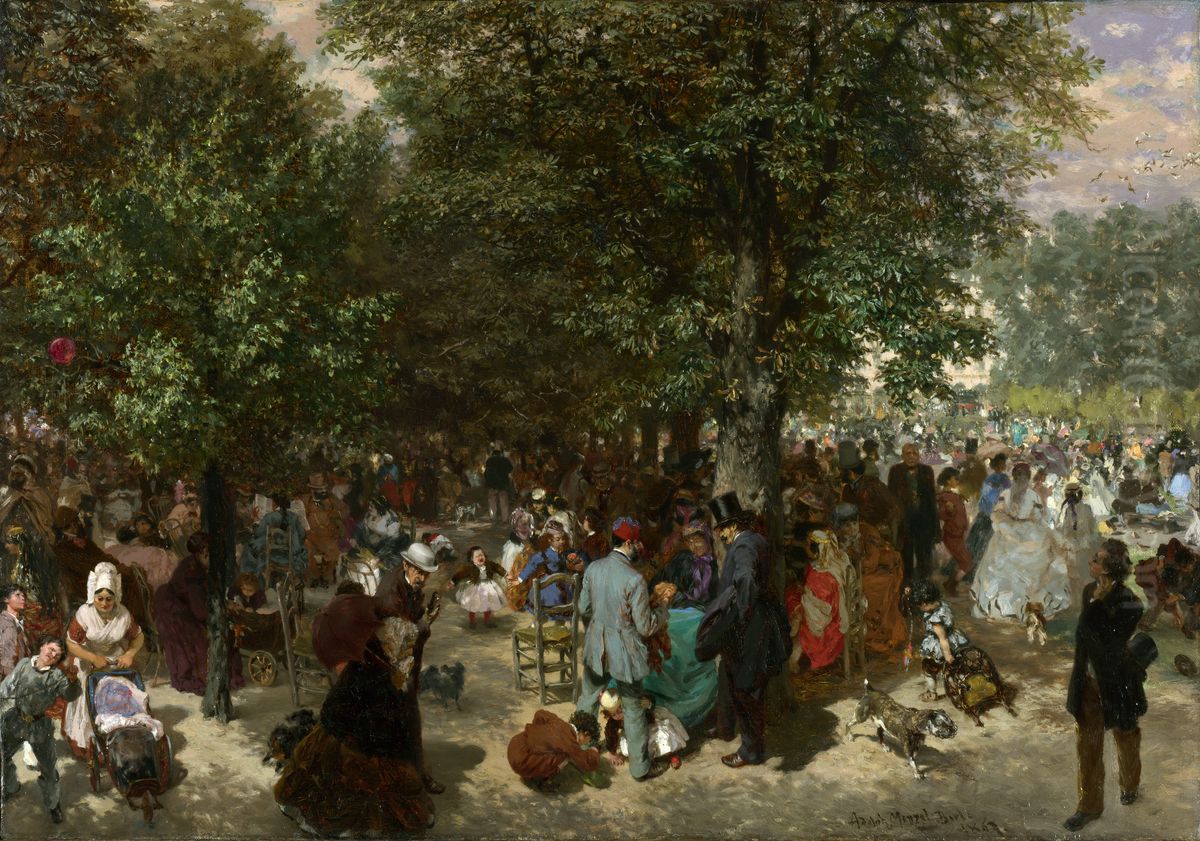 Afternoon in the Tuileries Gardens Oil Painting by Adolph von Menzel