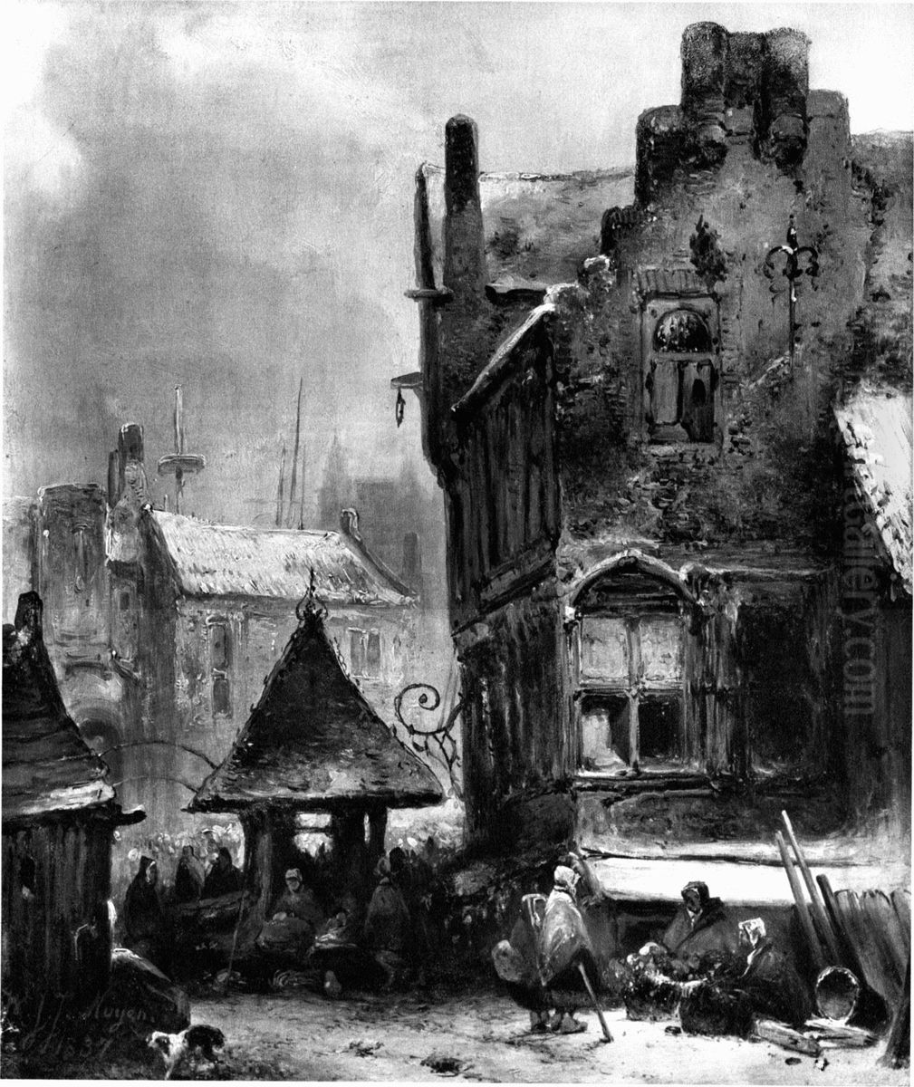 Cityscape in Winter Oil Painting by Wijnand Nuijen