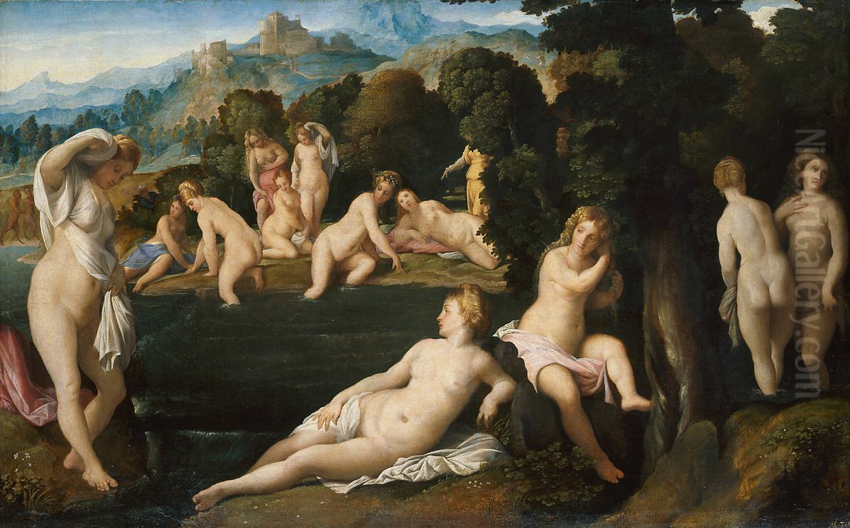 Bathing Nymphs Oil Painting by Palma Vecchio