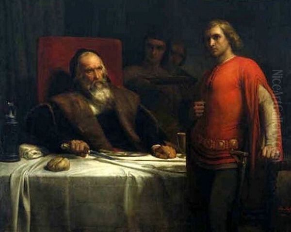 Count Eberhard of Wurttemberg and his Son Oil Painting by Ary Scheffer