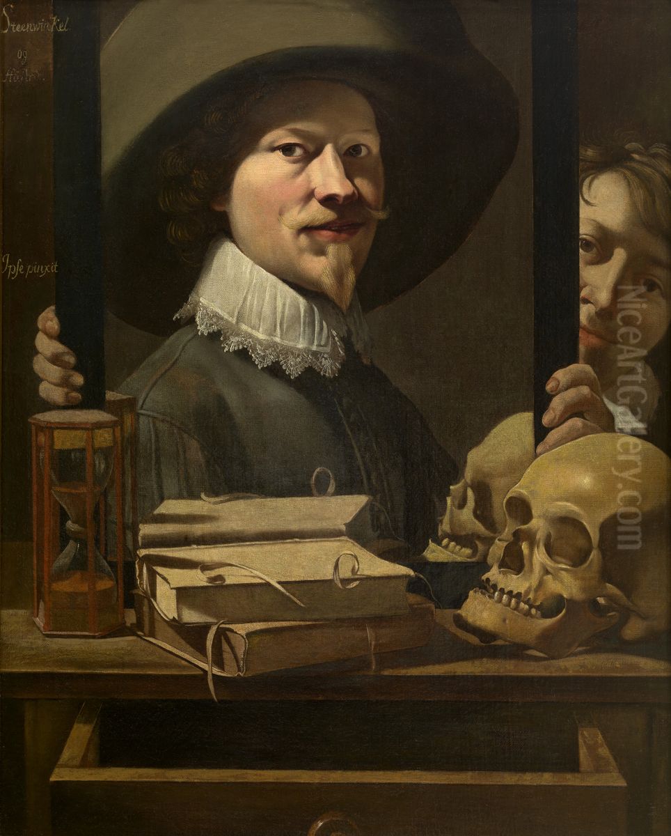 Vanitas Portrait of the Painter Oil Painting by Antonie van Steenwinckel