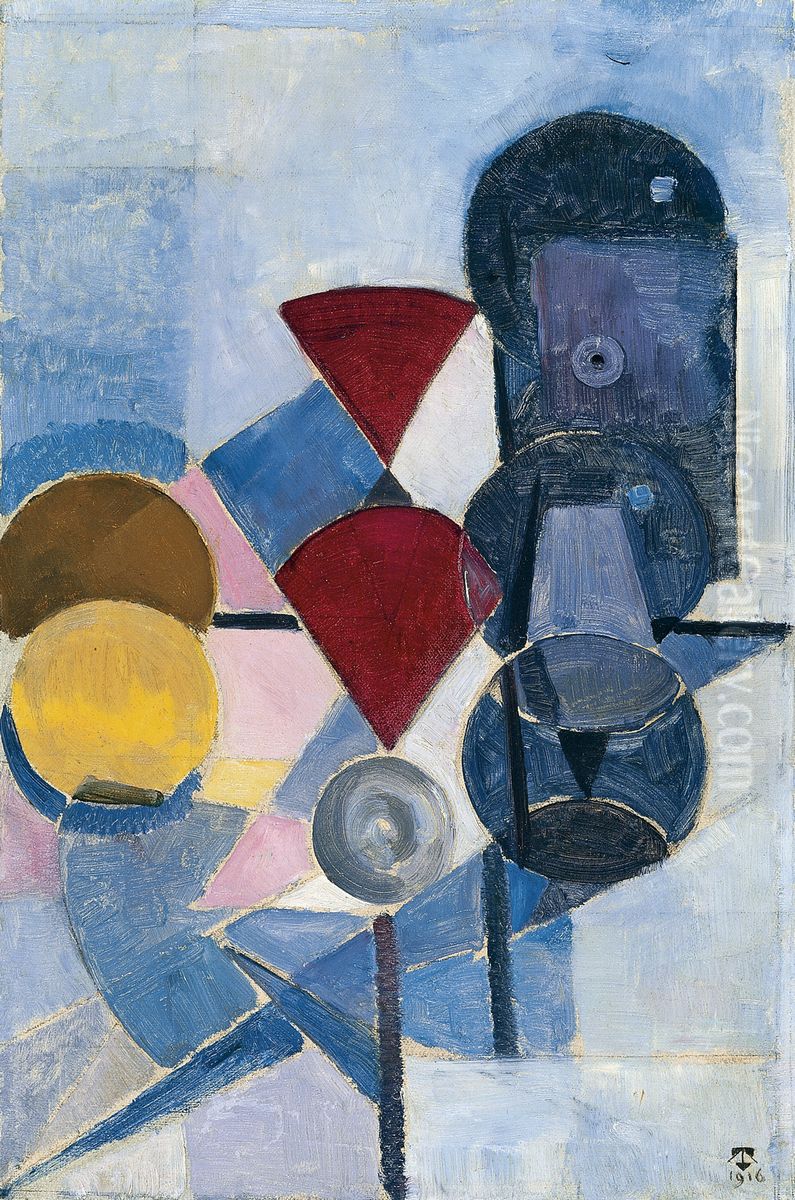 Composition II (still life) Oil Painting by Theo van Doesburg