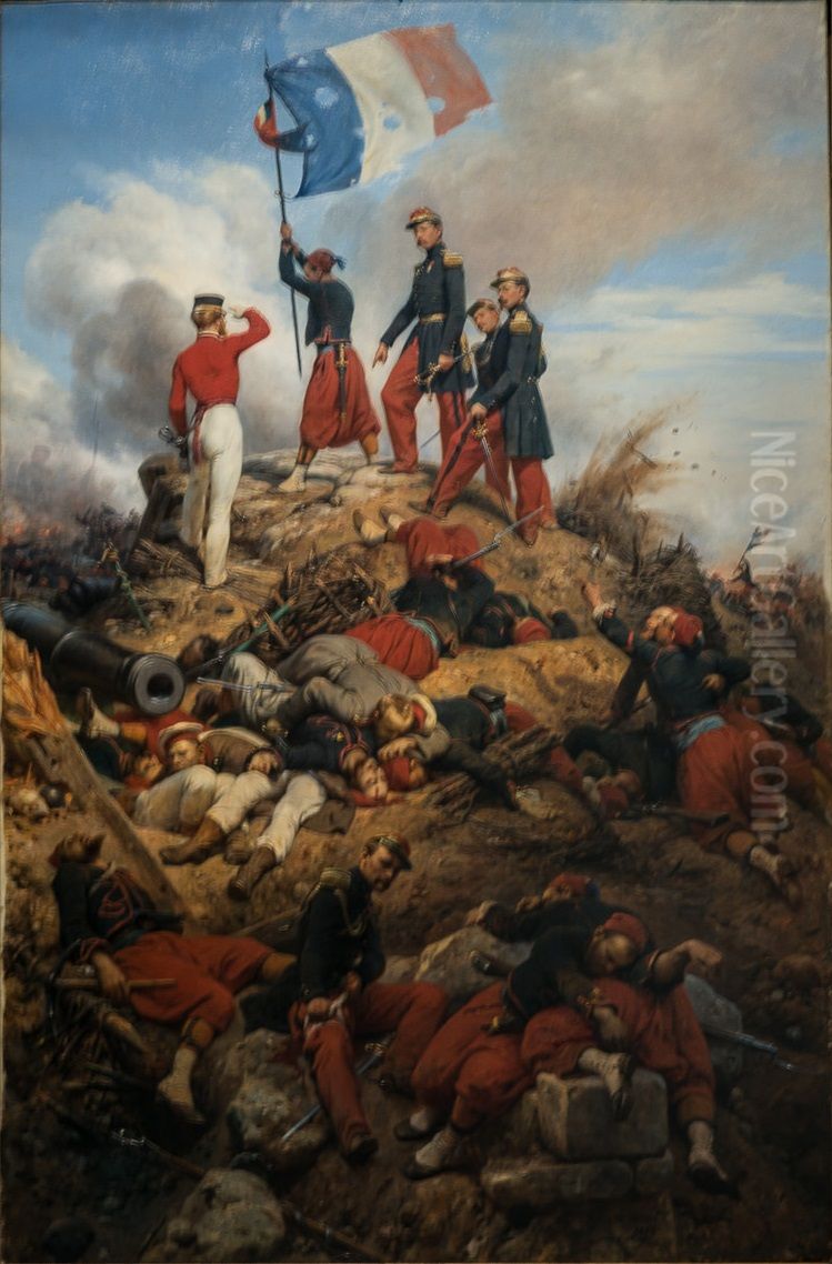 The Taking of the Malakoff Redoubt Oil Painting by Horace Vernet