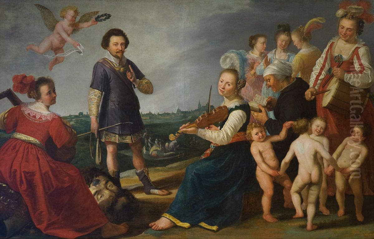 Allegorische voorstelling met Prins Frederik Hendrik na de inname van 's-Hertogenbosch Oil Painting by Jacob Gerritsz. Cuyp