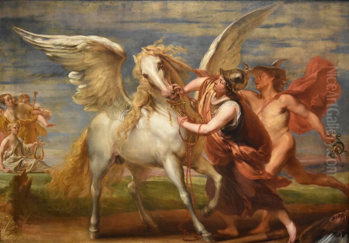 Minerva restrains Pegasus with the help of Mercury Oil Painting by Jan Boeckhorst