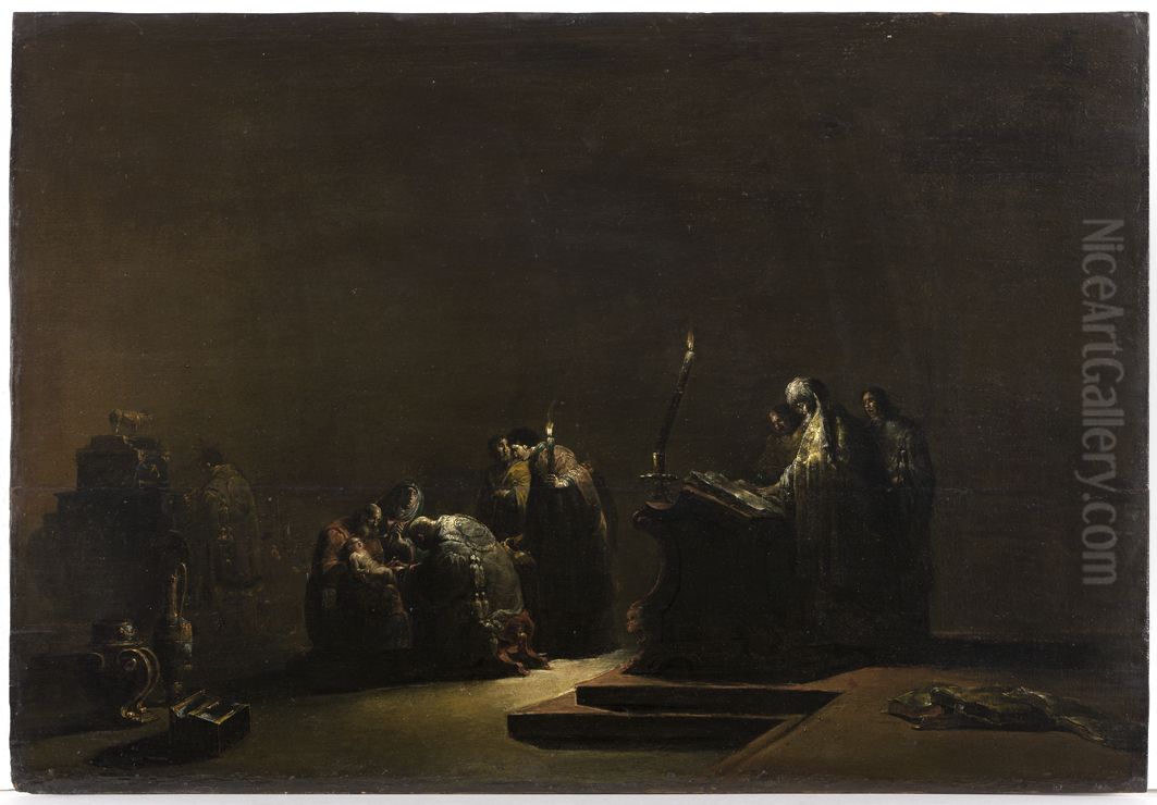 Besnijdenis in de tempel, Oil Painting by Leonaert Bramer