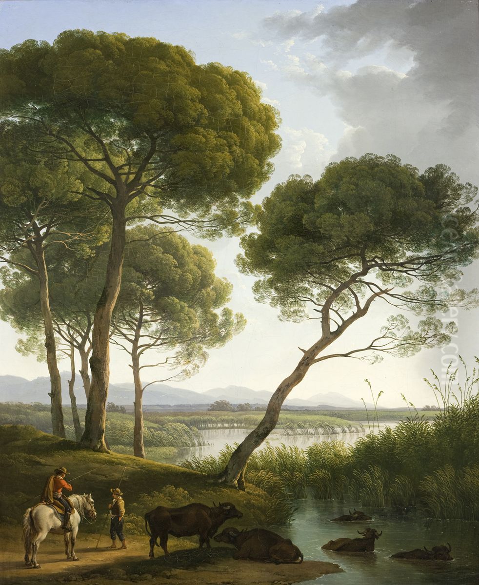 Italiaans landschap, Oil Painting by Hendrik Voogd