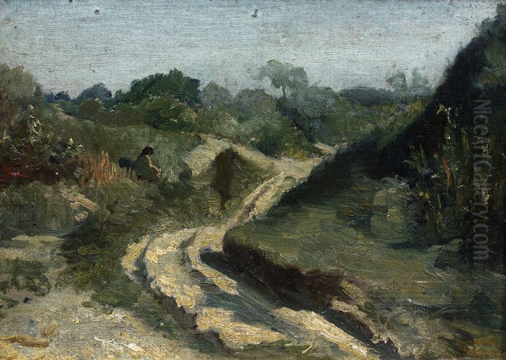 Studie van duinlandschap, Oil Painting by Jozef Israels