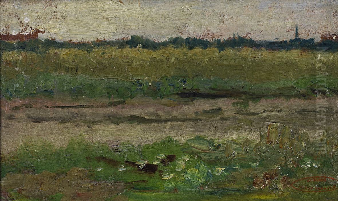 Studie van een landschap, Oil Painting by Jozef Israels