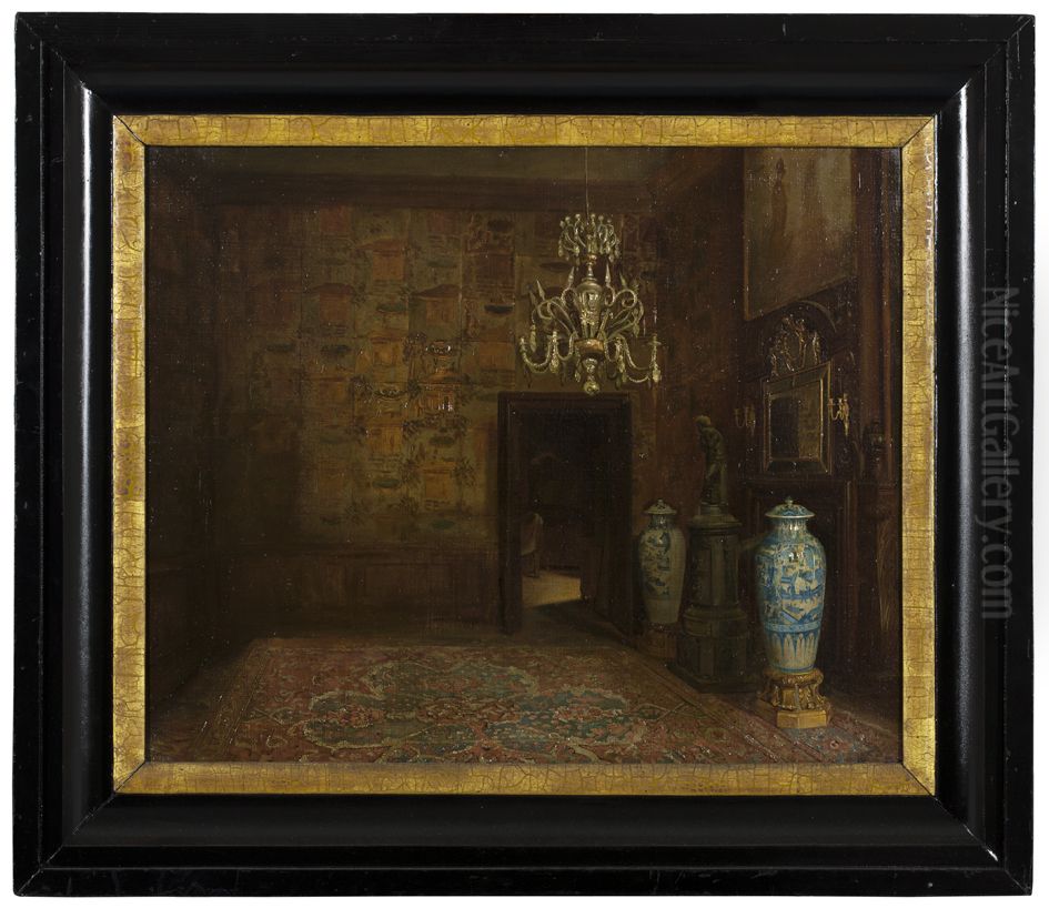 De grote zaal in het huis Wijchel van Lellens Oil Painting by Jan Hindrik Kiewiet de Jonge