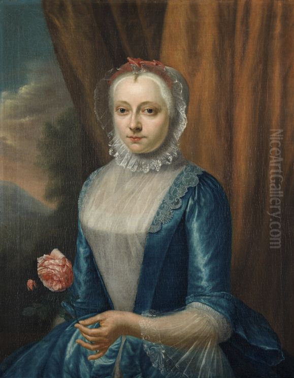Portrait of Bouwina Johanna van Bulderen-de Blau (1723-1798) Oil Painting by Jan Abel Wassenbergh I