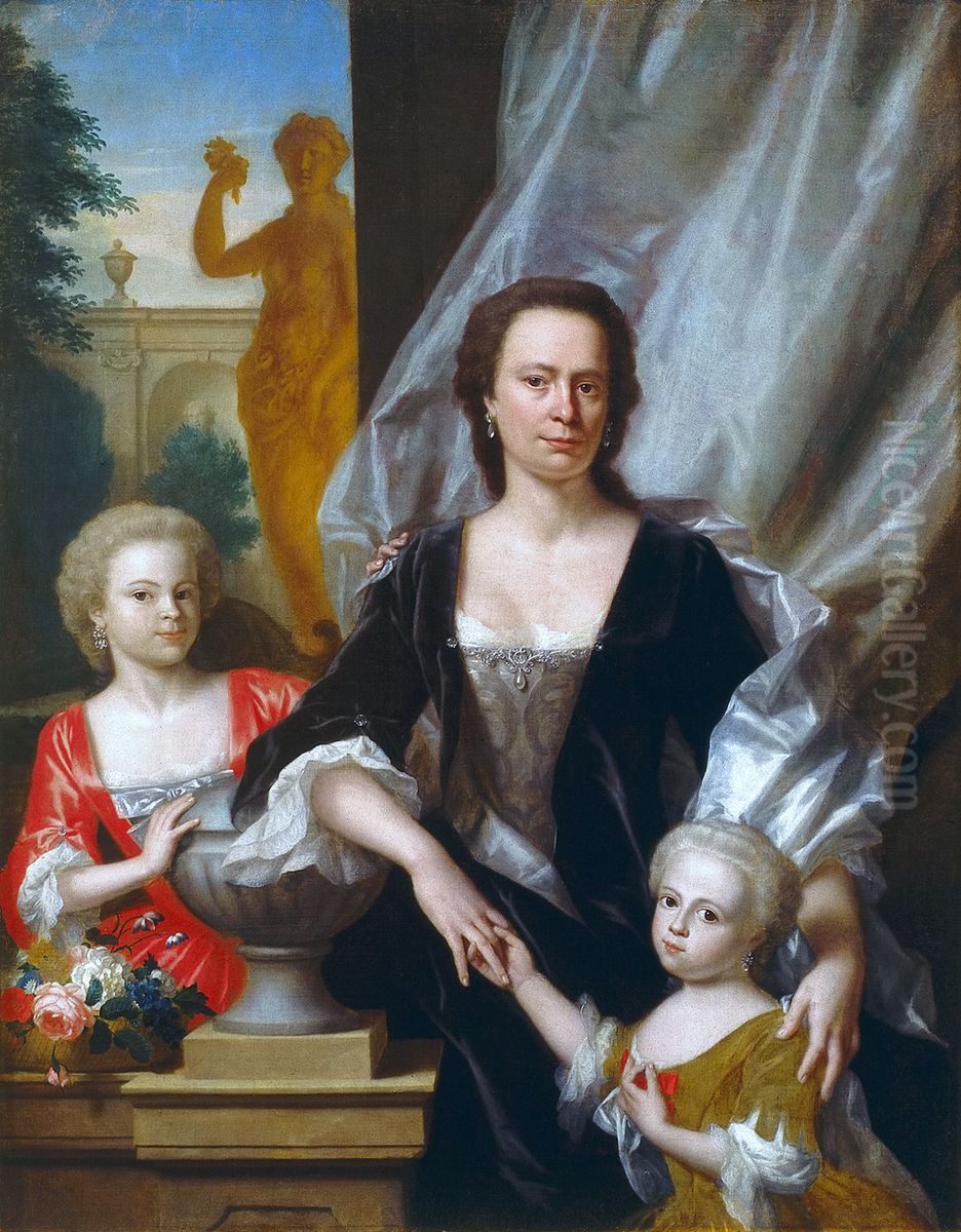 Sybilla Volkera Sichterman-Sadelijn and her daughters Sybilla Volkera and Christina Elisabeth Oil Painting by Philip van Dijk