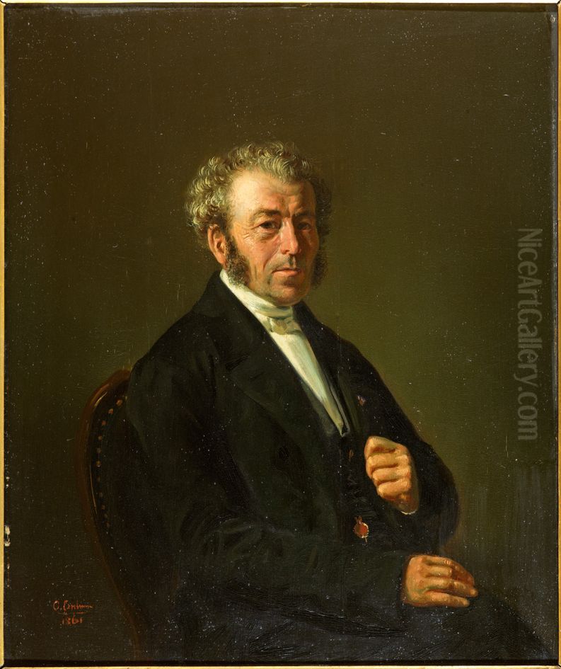 Portrait of Samuel Eerelman, husband of Cornelisje Eerelman-Pluimker, father of the artist Oil Painting by Otto Erelman