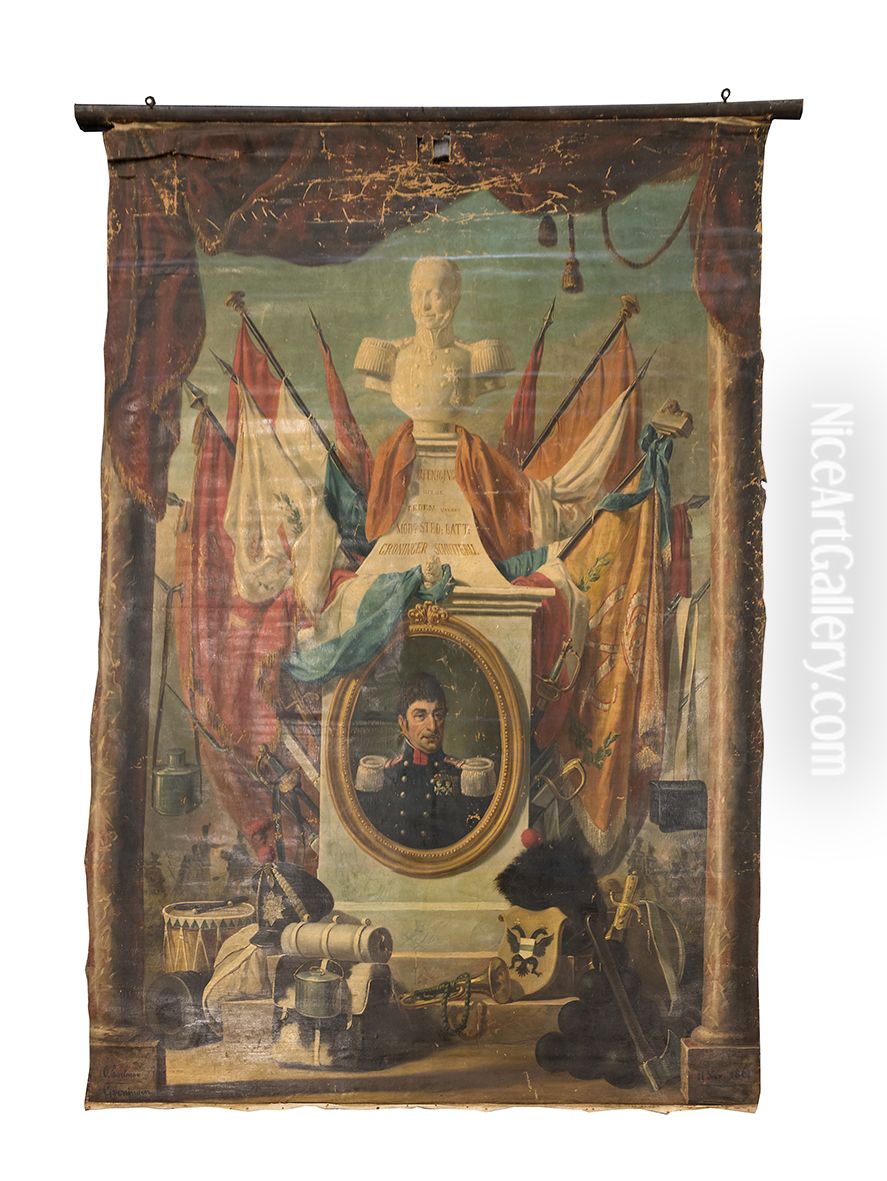 Deelname der Groninger schutters aan de veldtocht van 1830-1831, Oil Painting by Otto Erelman