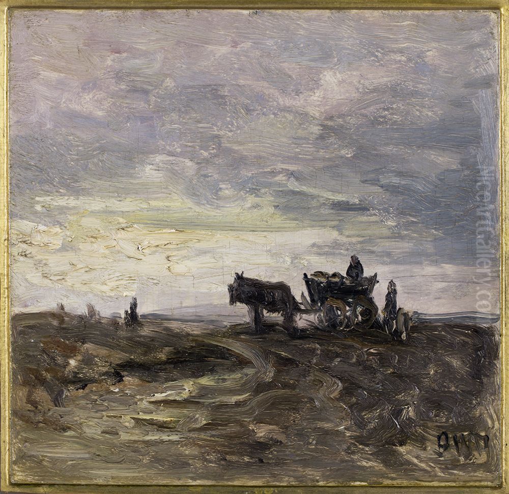 Landschap met boerenkar, Oil Painting by Hendrik Willem Mesdag