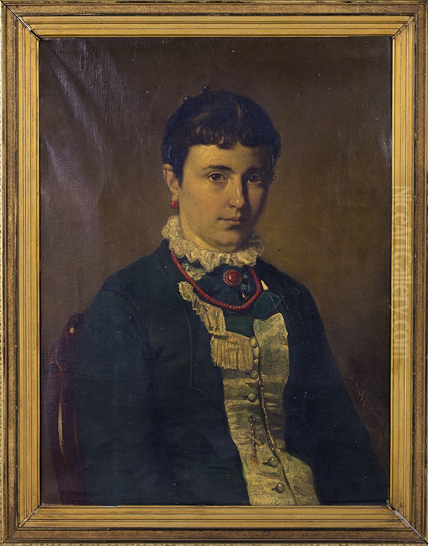 Portrait of Mrs T.J. van den Heetkamp Oil Painting by Johannes Hinderikus Egenberger