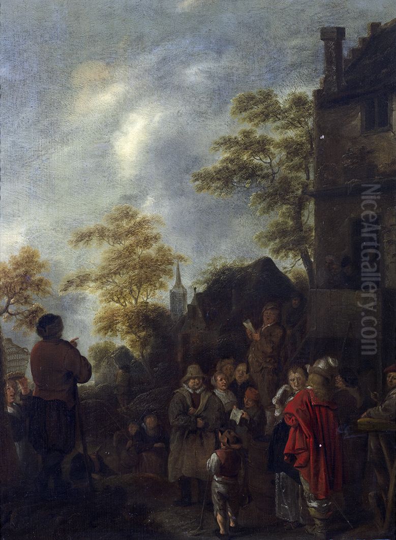 Dorpsomroeper, Oil Painting by Jan Miense Molenaer