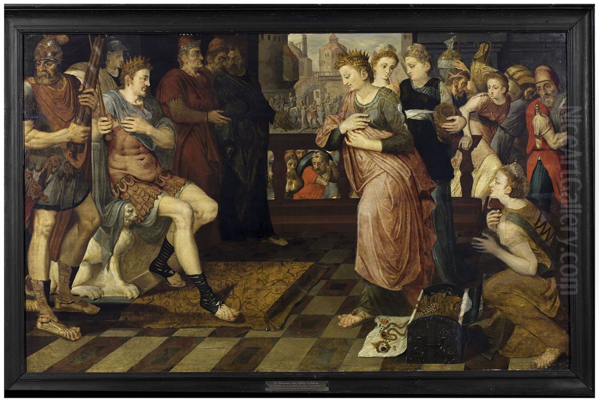 1-2 ; 2 Chronicles  9:1-2) Oil Painting by Frans Floris I