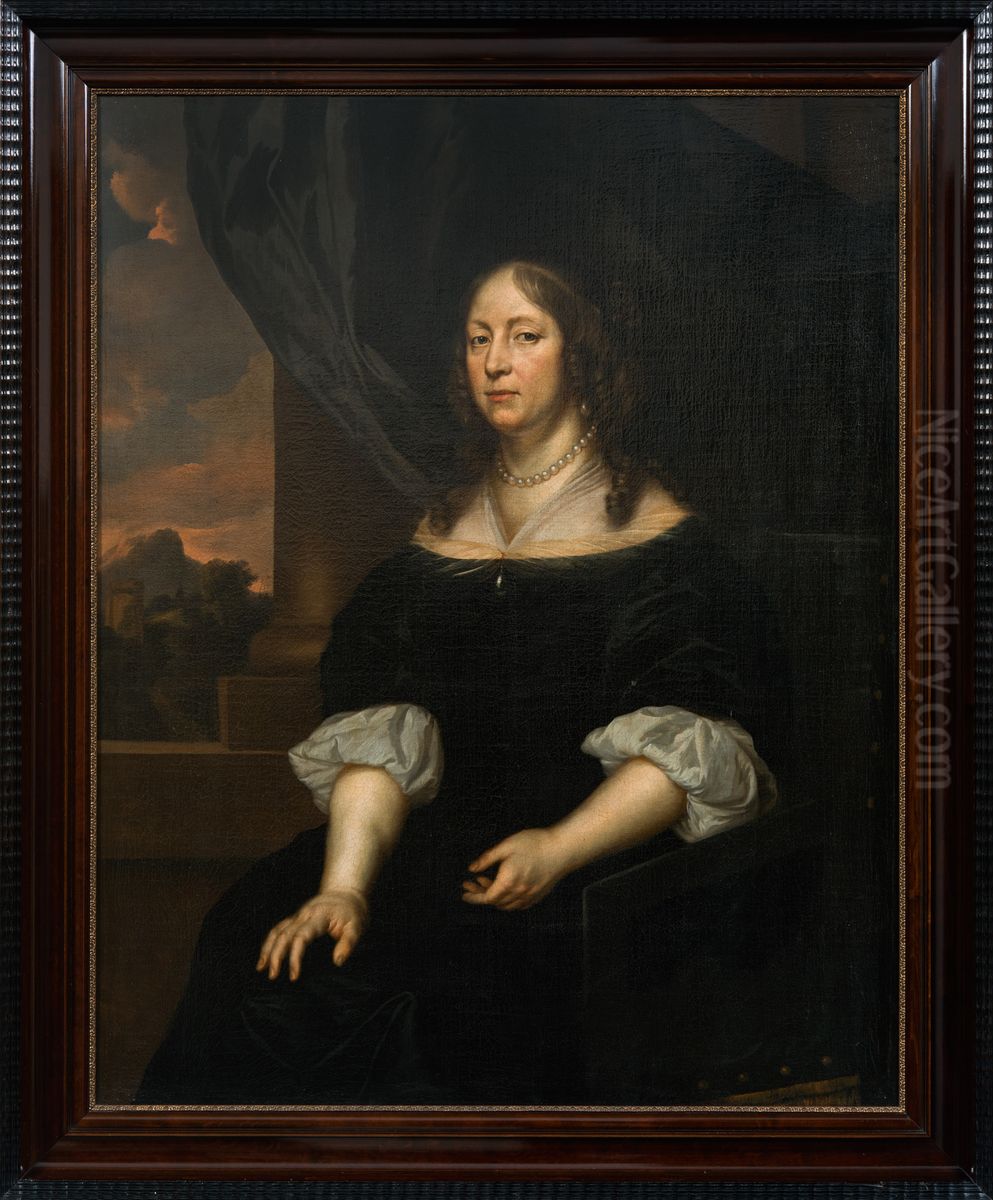 Portrait of a woman, probably Cecilia Elisabeth Tamminga (1652-1718) Oil Painting by Hendrick ten Oever