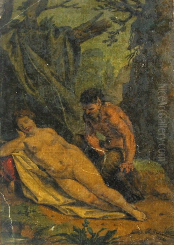 Pan en Leda, Oil Painting by Jan Bulthuis