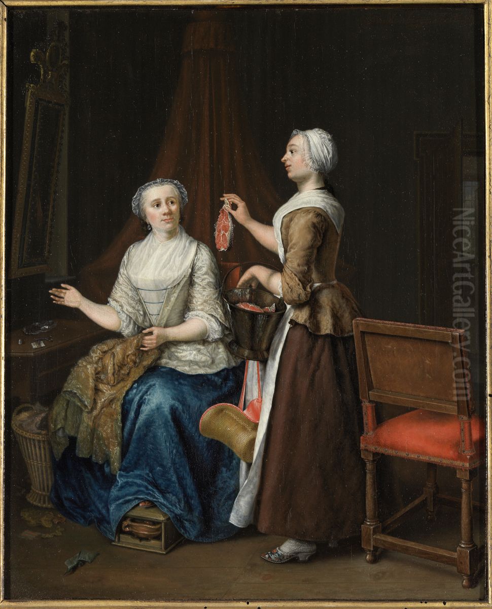 Terugkeer van de vismarkt, Oil Painting by Elisabeth Geertruida Wassenbergh